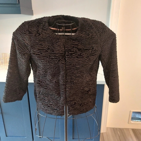 Banana Republic Black Faux Shearling Short Jacket XSmall - Picture 3 of 11